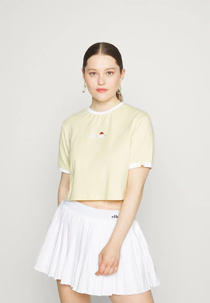 Ellesse DERLA CROP - T-shirt Basique - Light Yellow 1 Ellesse DERLA CROP - T-shirt Basique - Light Yellow
