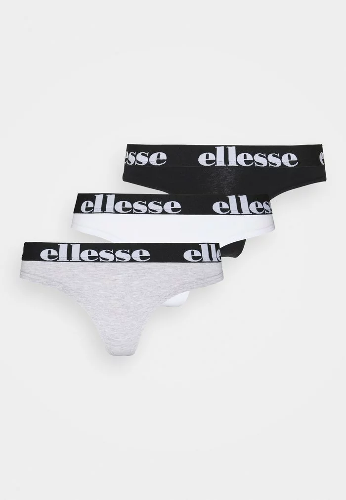 Ellesse KAYLEY THONG 3 PACK - String - Grey Melange/black/white 1 Ellesse KAYLEY THONG 3 PACK - String - Grey Melange/black/white