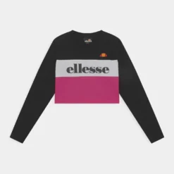 Ellesse ARELLIA CROP - T-shirt à Manches Longues - Black/pink