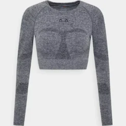 Ellesse VAMP CROP - T-shirt De Sport - Dark Grey Marl