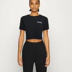 Ellesse CLAUDINE CROP - T-shirt Imprimé - Black